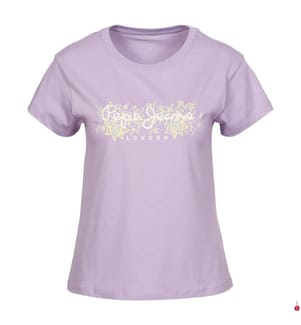 Regular Fit T-Shirt mit Blumenlogo - Violett