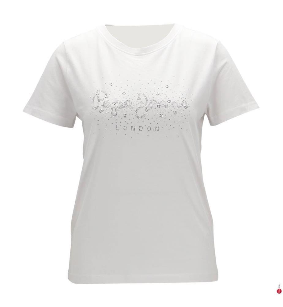 T-Shirt Mit Strass-Logo - Rot