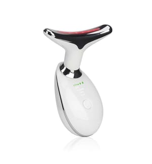 Beauty instrument for neck and face with pulsed light led Illumination and skin rejuvenation - White