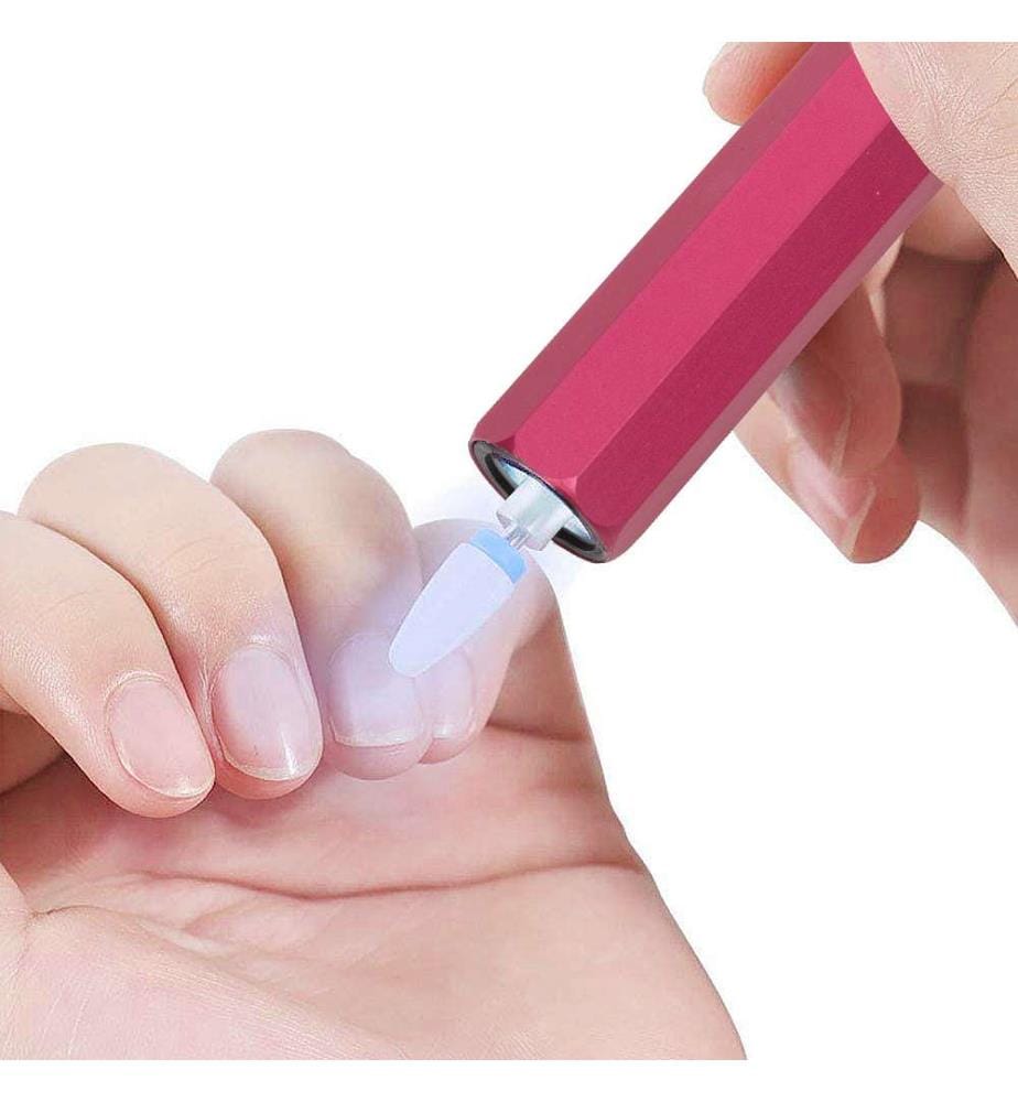 Mini lucidatrice per unghie. Corpo in metallo, luce LED, selettore rotante. Batteria ricaricabile - Nero