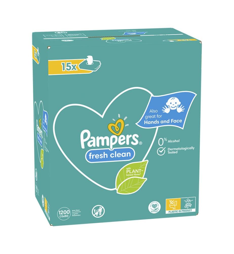 Fresh Clean - 15 packs of 80 wipes (1200 wipes total)