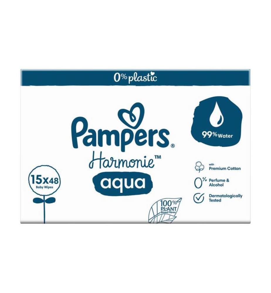 Harmonie Aqua - 15 Packungen à 48 Feuchttücher (insgesamt 720 Feuchttücher)