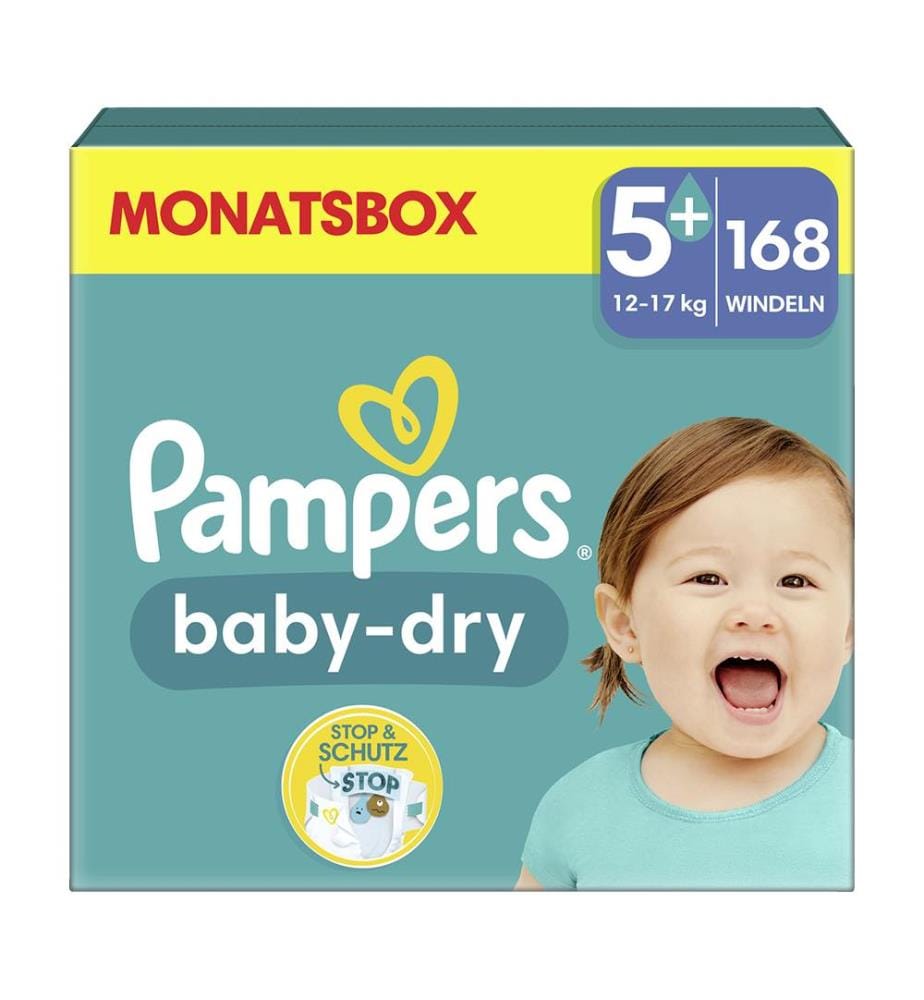 Baby-Dry - Taille 5+ (12-17 kg) - Lot de 168 couches