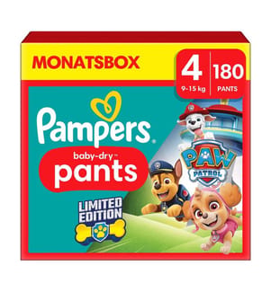 Baby-Dry Paw Patrol - Size 4 (9-15 kg) - Set of 180 diapers