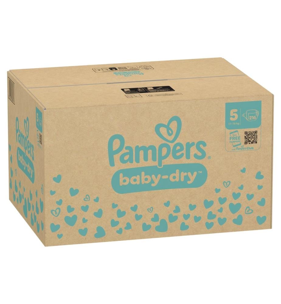 Couches Baby Dry Taille 5 Junior (12-16 kg) – Lot de 216 couches