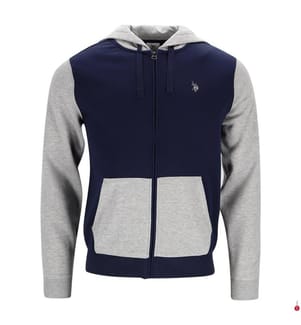 Sweat À Capuche Zippé - Gris/Marine 