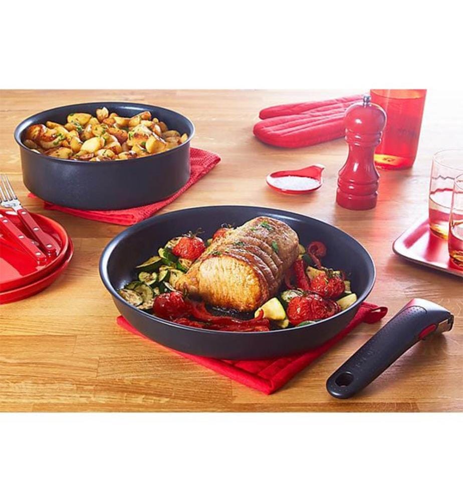 Set aus 2 Pfannen, Silber Ø24/26 cm, L97394 - Geeignet für Induktion, Gas, Elektrisch, Keramik & Halogen