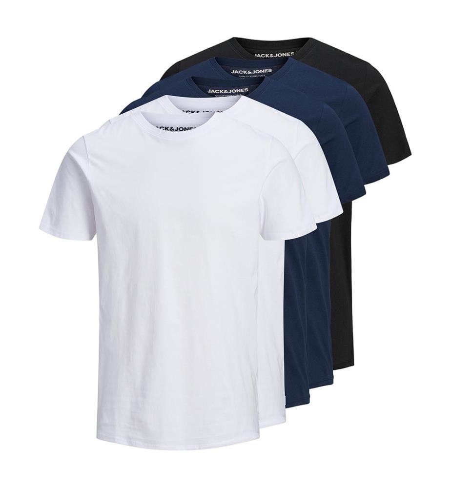 5er-Pack T-Shirts Organic Basic - Schwarz und Weiss und Marinblau