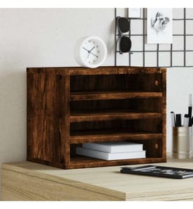 Organisateur de bureau chêne fumé 36x26x29,5 cm