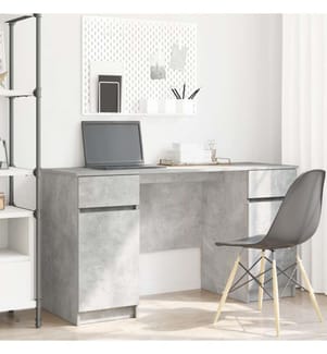 Bureau en béton gris 140x49x76 cm en bois d'ingénierie