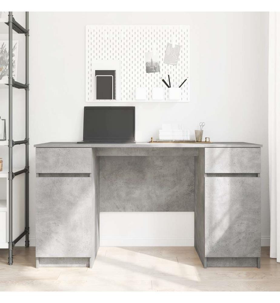 Bureau en béton gris 140x49x76 cm en bois d'ingénierie