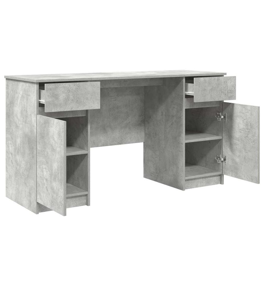Bureau en béton gris 140x49x76 cm en bois d'ingénierie