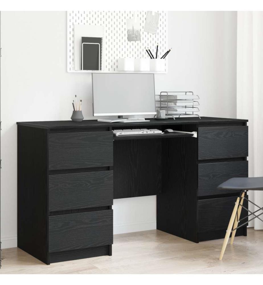Bureaux 2 pcs Chêne Noir 140x50x76 cm Bois d'ingénierie