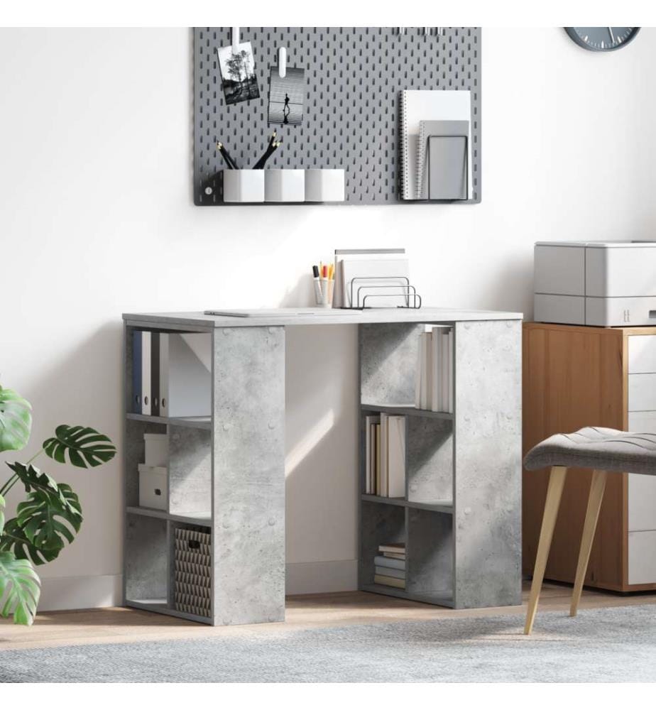 Eckschreibtisch Beton grau Spanplatte Mittel Stauraum