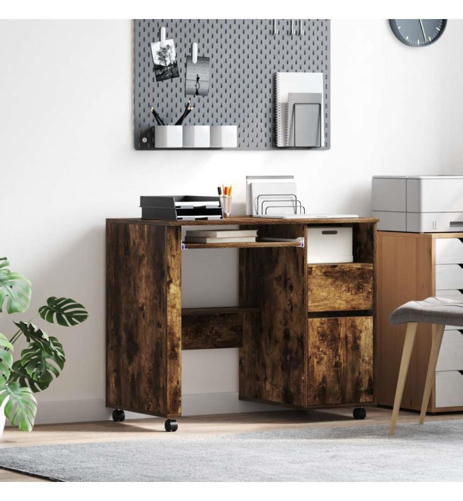Braun Computertisch Geräucherte Eiche Holzwerkstoff Kompakt