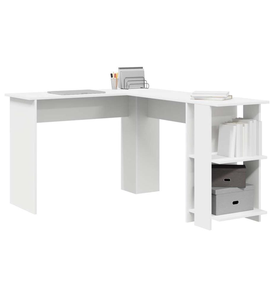 Bureau d'angle blanc Bois d'ingénierie Grand Rangement