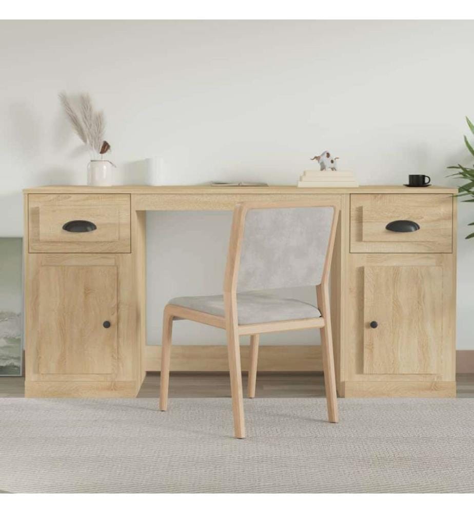 Schreibtisch mit Stauraum Sonoma-Eiche Holzwerkstoff