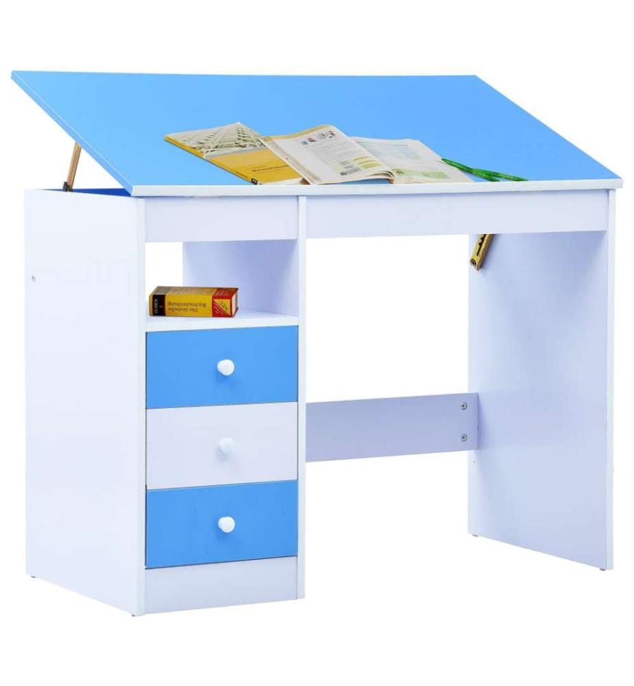 Bureau pour enfants Inclinable Bleu et blanc