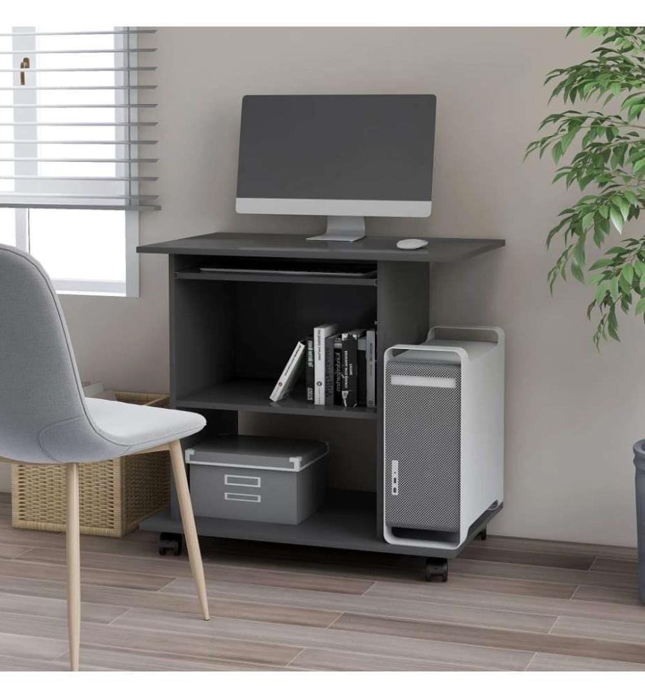 Bureau d'ordinateur Gris 80x50x75 cm Aggloméré