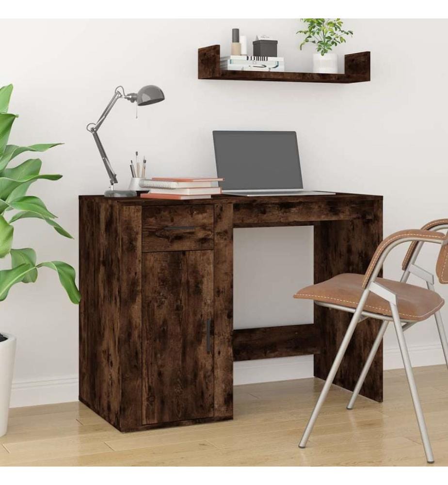 Schreibtisch mit Stauraum Räuchereiche Holzwerkstoff