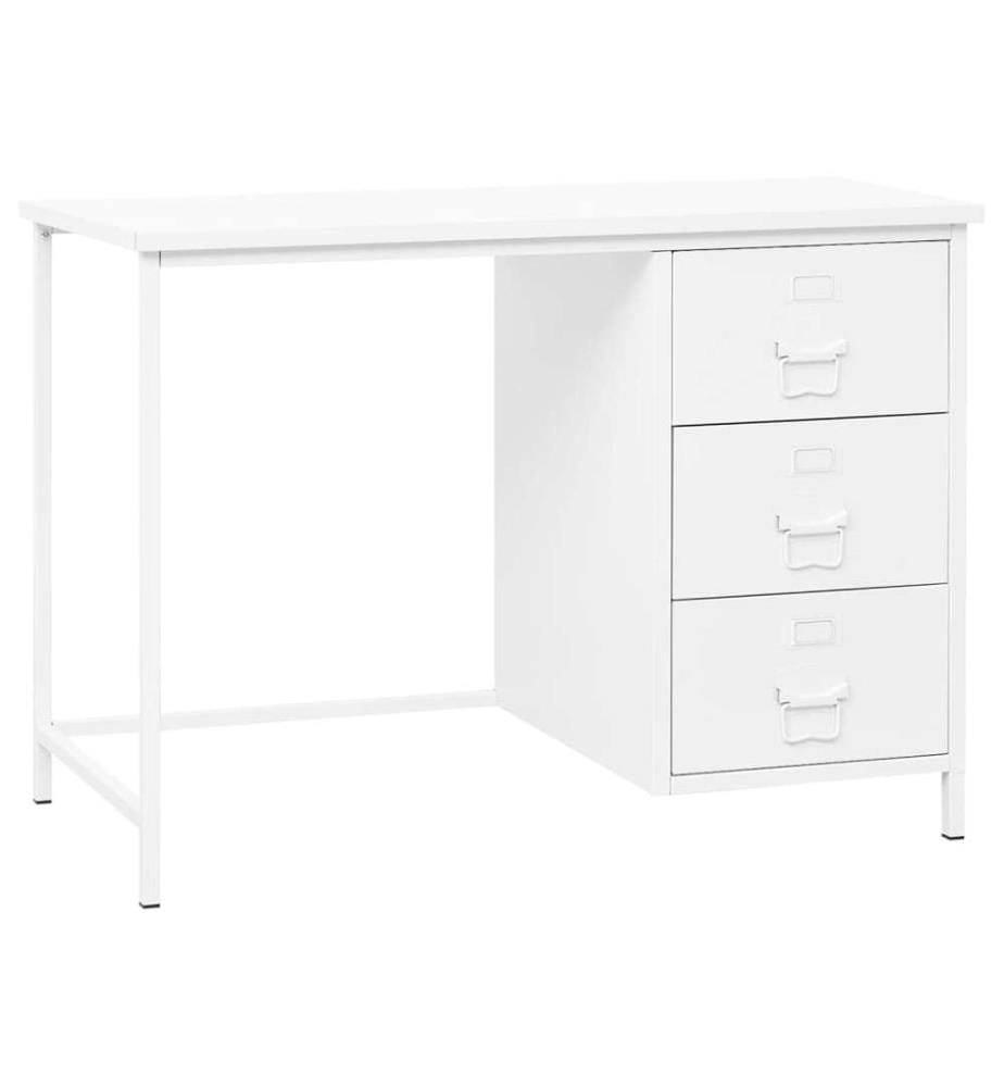 Bureau industriel avec tiroirs Blanc 105x52x75 cm Acier