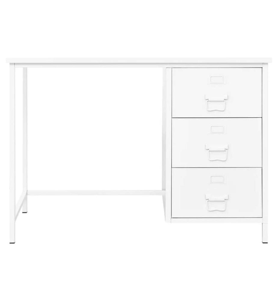 Bureau industriel avec tiroirs Blanc 105x52x75 cm Acier