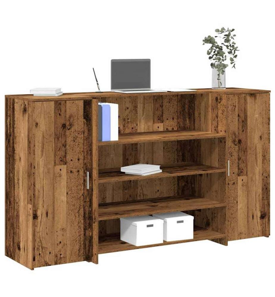Bureau de réception vieux bois 180x50x103,5cm bois d'ingénierie