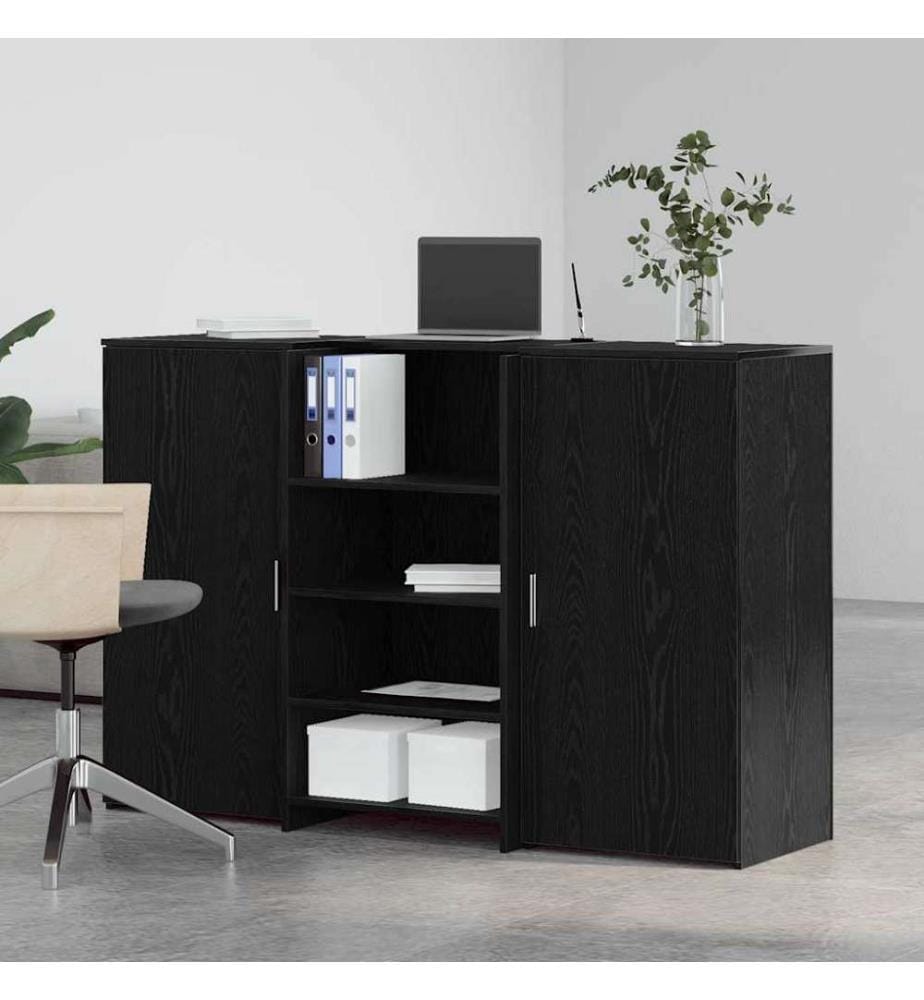 Empfangstheke Schwarz Eichen-Optik 155x50x103,5cm Holzwerkstoff