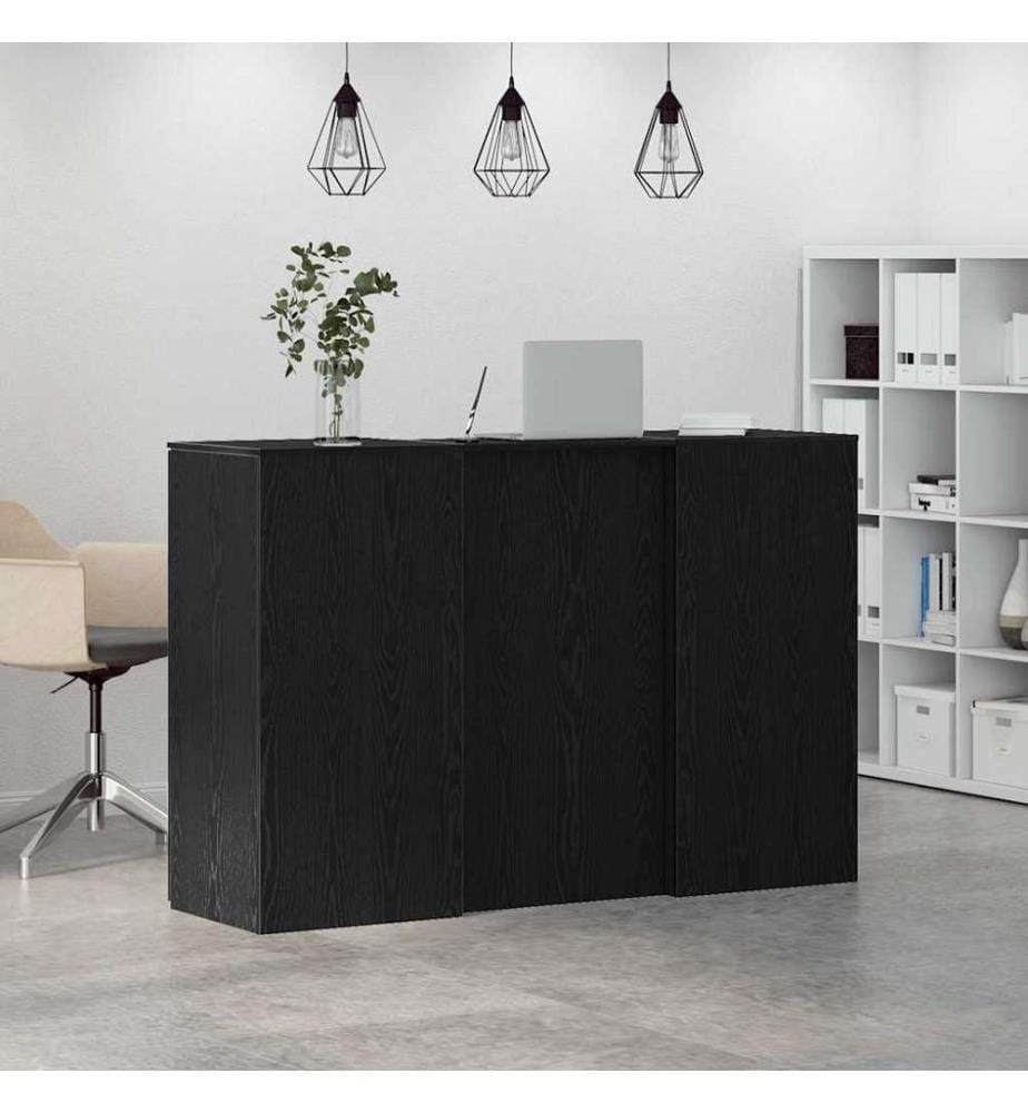 Empfangstheke Schwarz Eichen-Optik 155x50x103,5cm Holzwerkstoff