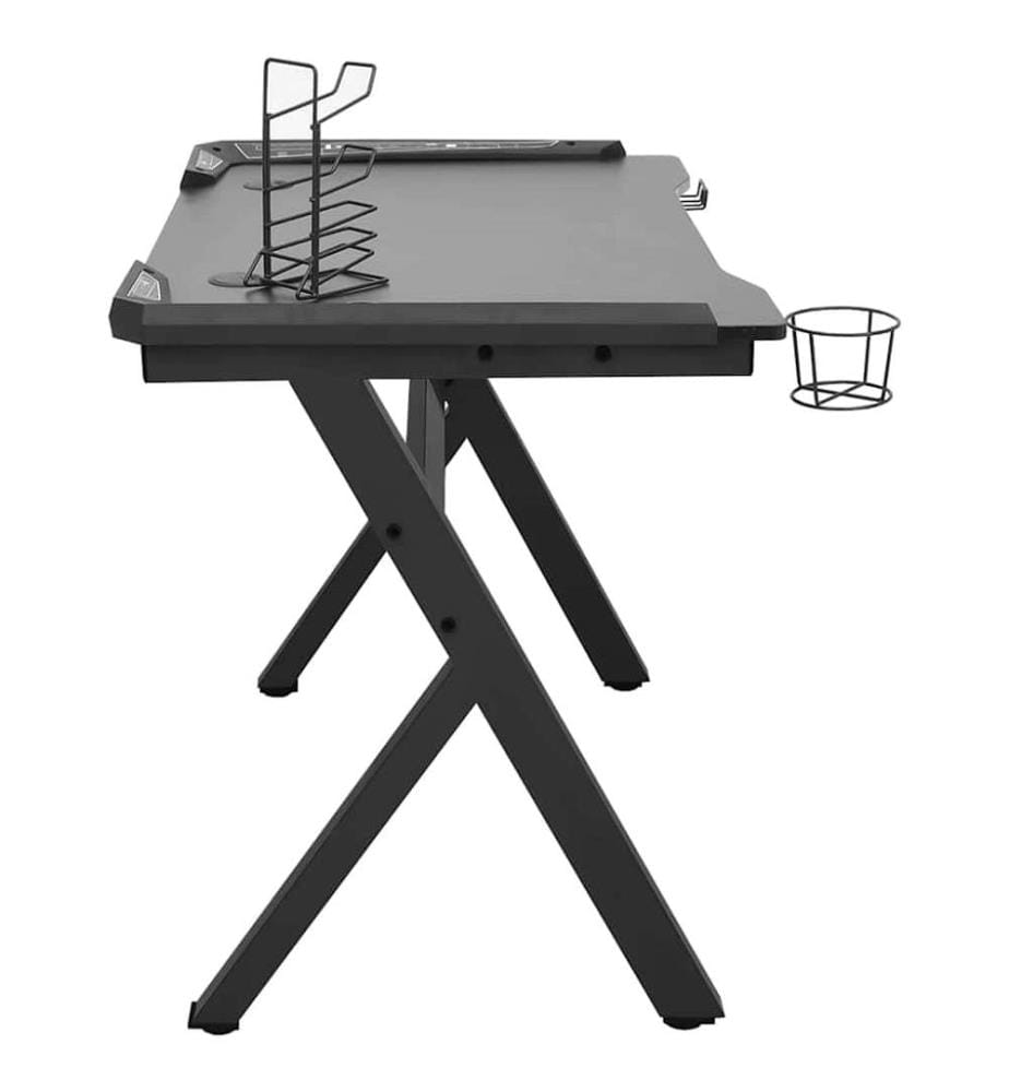 Bureau de jeu à LED en forme de Y noir 90x60x75 cm