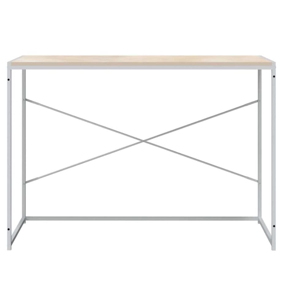 Computertisch Weiss und Eiche-Optik 110x60x70 cm Holzwerkstoff