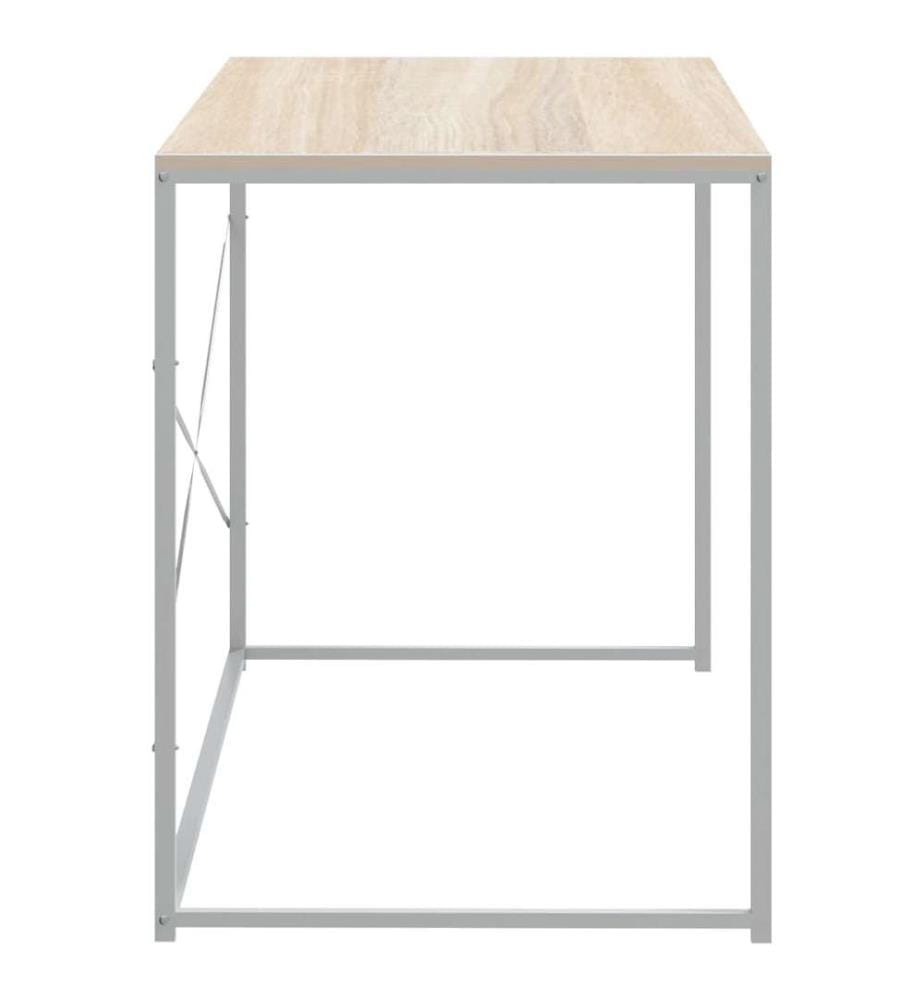 Computertisch Weiss und Eiche-Optik 110x60x70 cm Holzwerkstoff