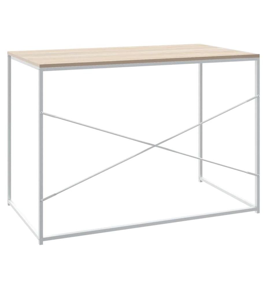 Computertisch Weiss und Eiche-Optik 110x60x70 cm Holzwerkstoff