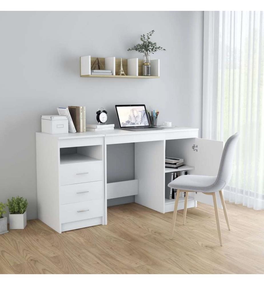 Bureau Blanc 140x50x76 cm Bois d'ingénierie
