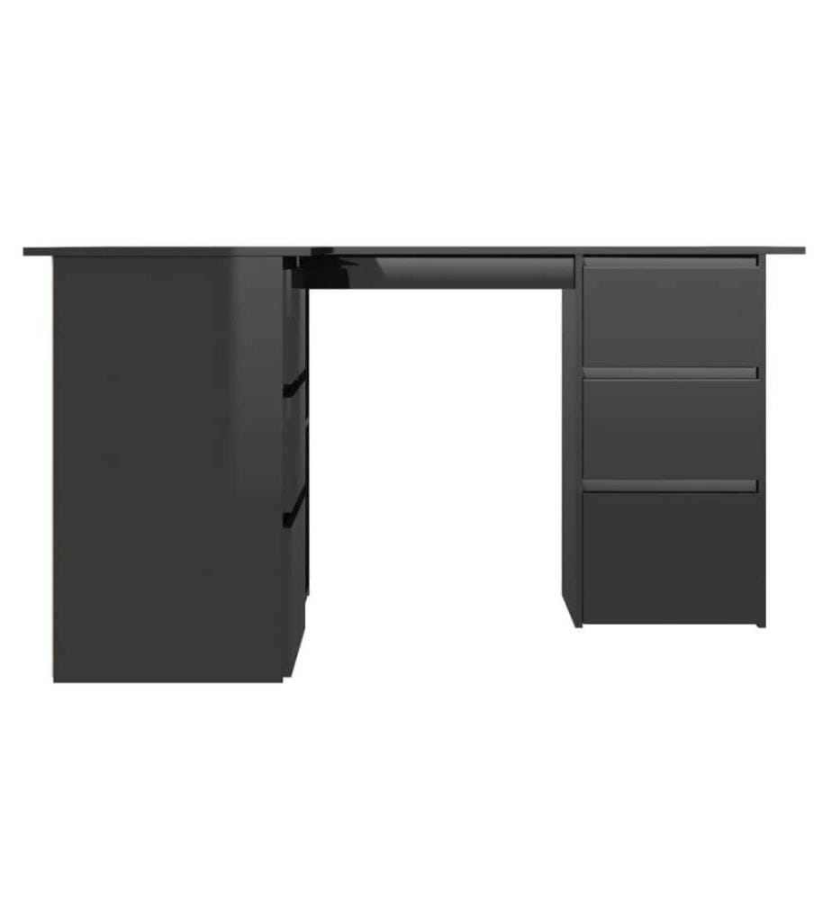 Bureau d'angle Noir brillant 145x100x76 cm Aggloméré