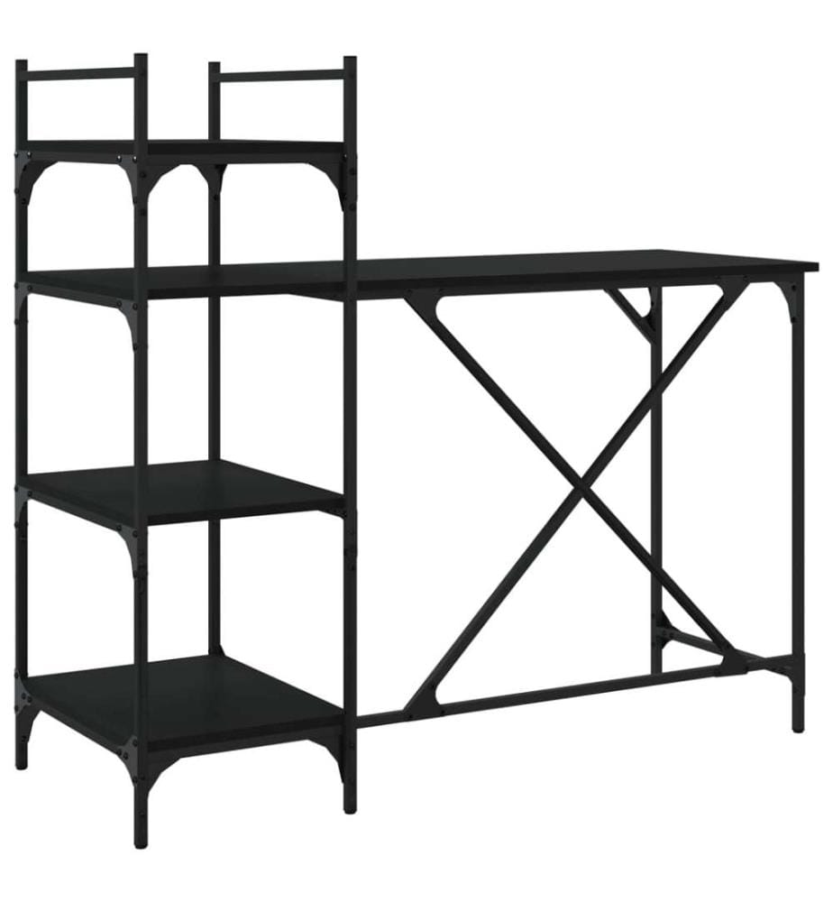 Computertisch mit Regal Schwarz 120x47x109 cm