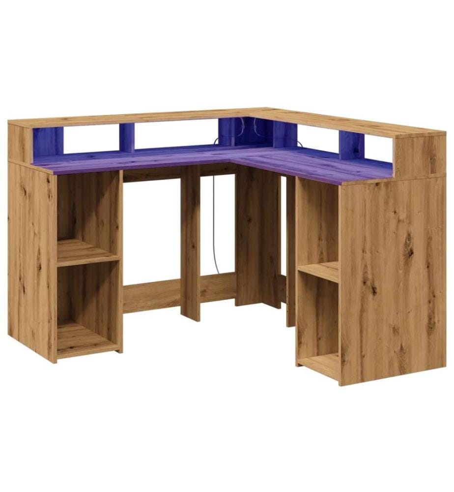 LED-Schreibtisch Artisan-Eiche 130x130x91 Holzwerkstoff