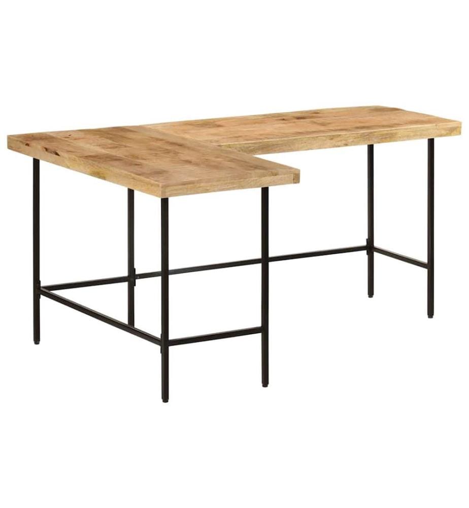 Bureau 165x110x77 cm bois massif de manguier et fer