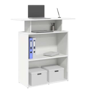 Bureau de réception blanc 100x40x104 cm bois d'ingénierie