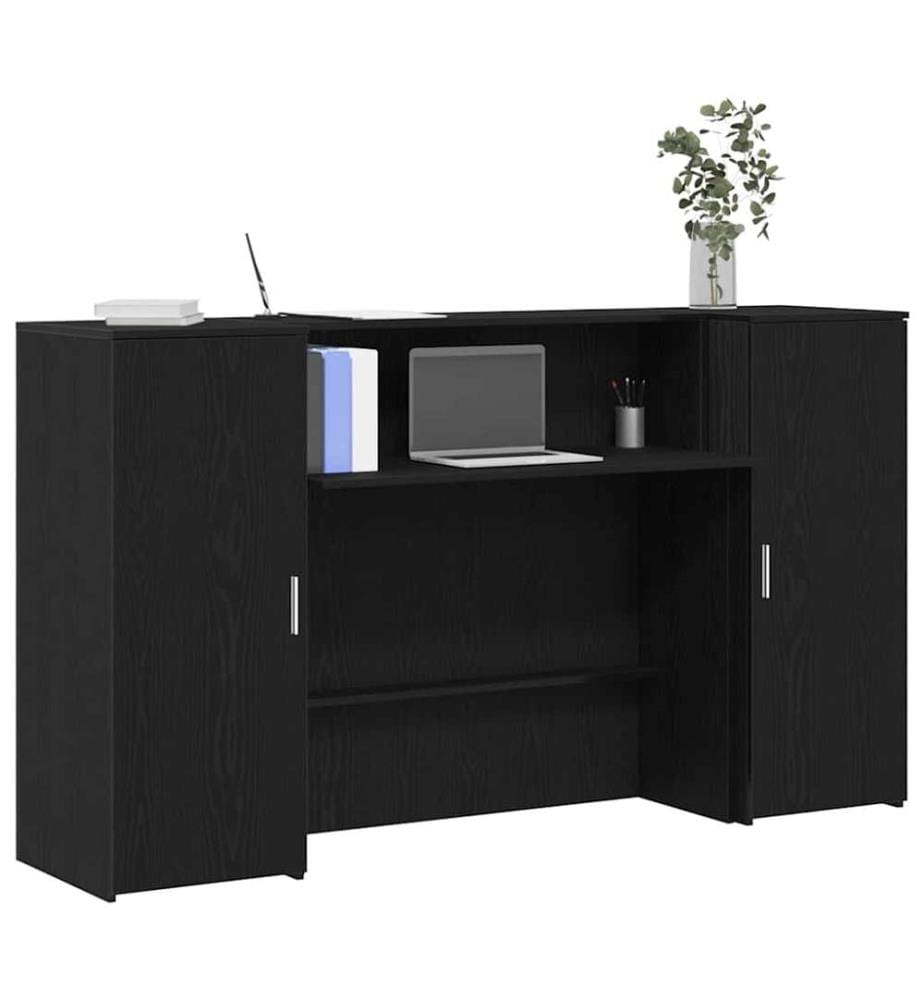 Empfangstheke Schwarz Eichen-Optik 180x50x103,5cm Holzwerkstoff