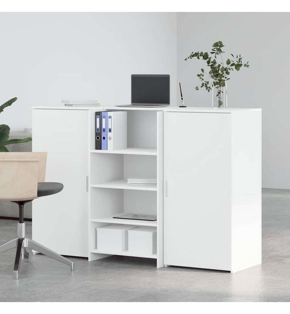 Bureau de réception blanc 155x50x103,5 cm bois d'ingénierie