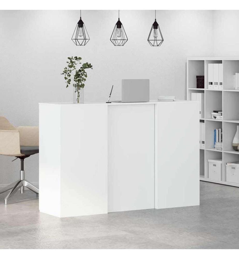 Bureau de réception blanc 155x50x103,5 cm bois d'ingénierie