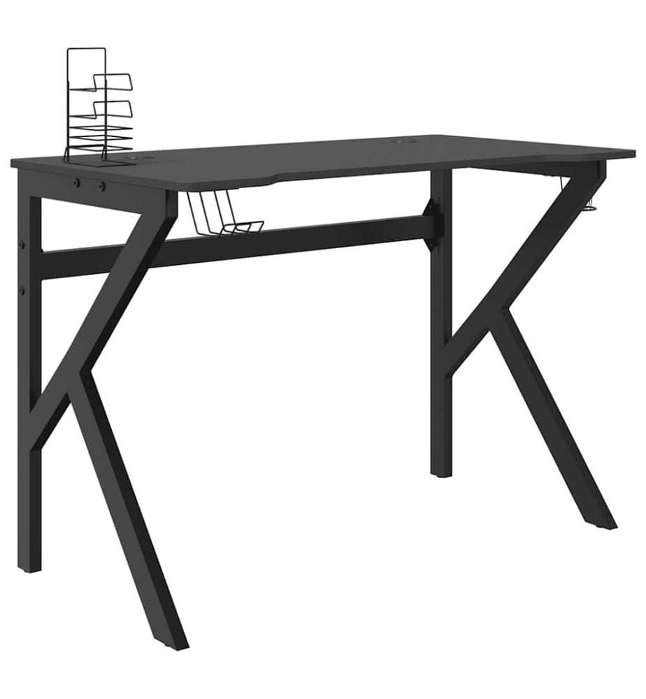Bureau de jeu avec pieds en forme de K Noir 110x60x75 cm