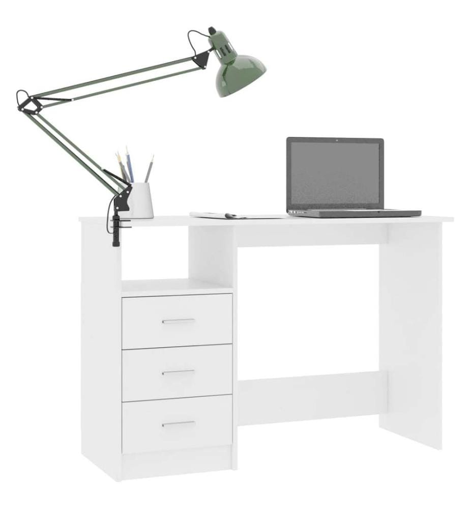 Bureau avec tiroirs Blanc 110x50x76 cm Bois d'ingénierie