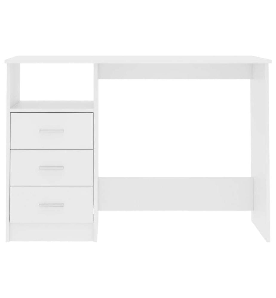 Bureau avec tiroirs Blanc 110x50x76 cm Bois d'ingénierie