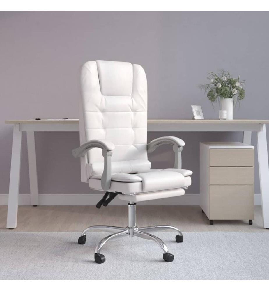Bürostuhl mit Massagefunktion Weiss Kunstleder