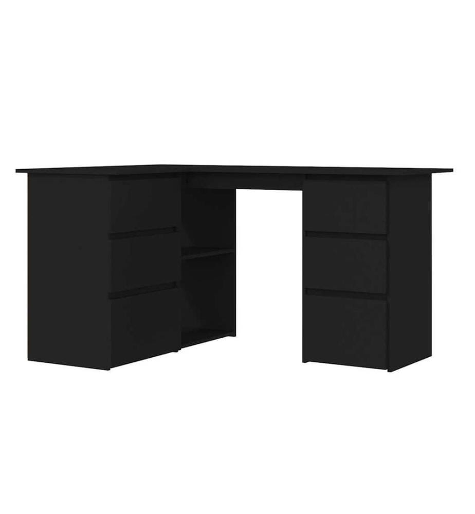 Bureau d'angle Noir 145x100x76 cm Bois d'ingénierie