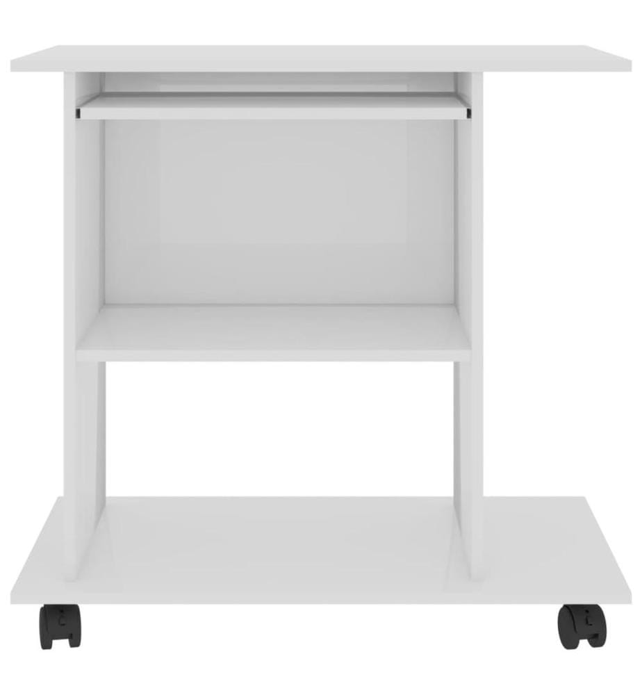 Bureau d'ordinateur Blanc brillant 80x50x75cm Bois d'ingénierie