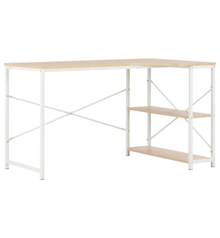 Computertisch Weiss und Eiche 120x72x70 cm