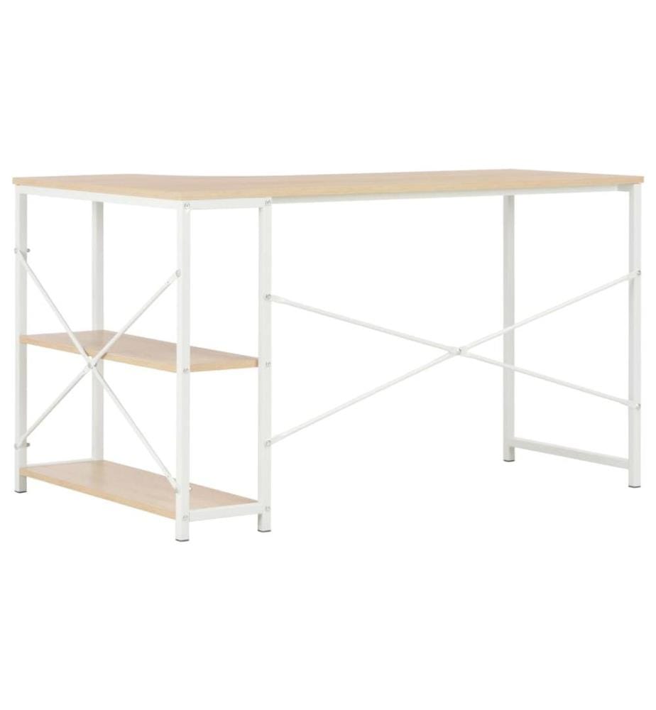 Computertisch Weiss und Eiche 120x72x70 cm